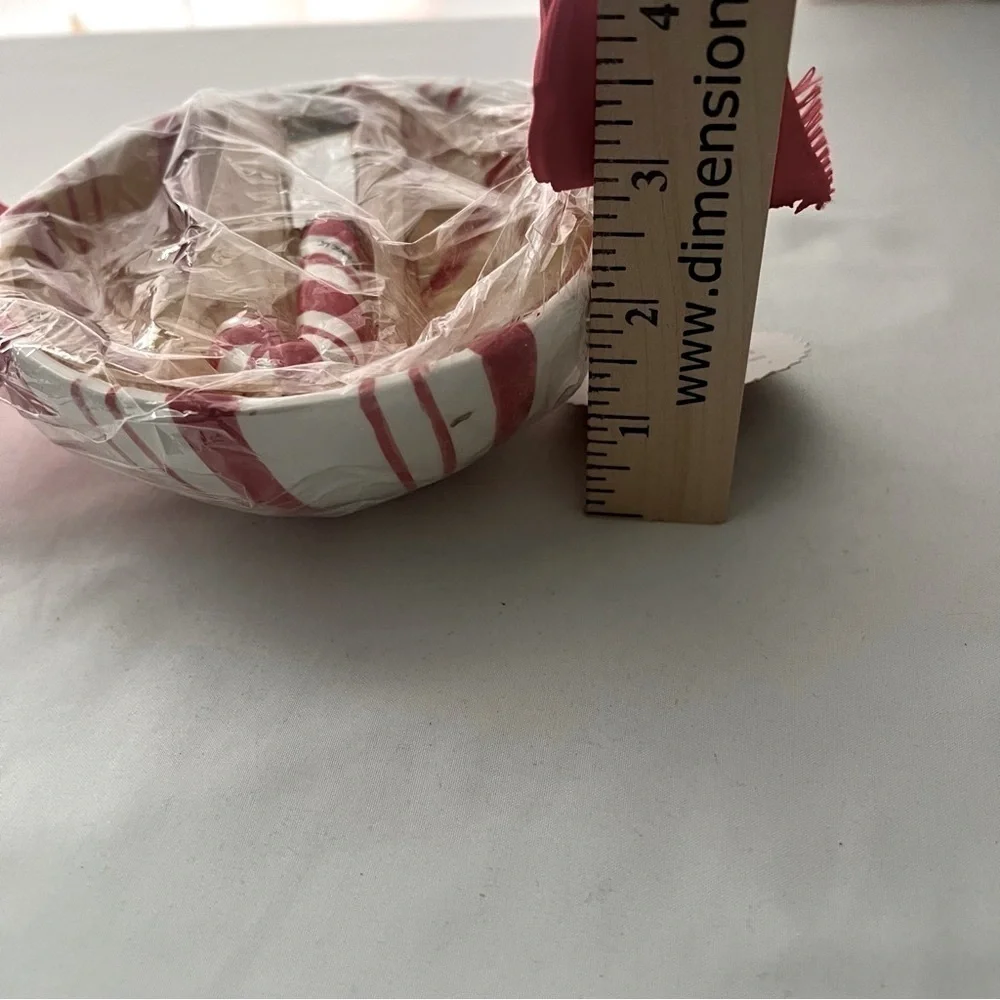 Hallmark Peppermint Dip Bowl with Spreader NWT Microwave Dishwasher Safe